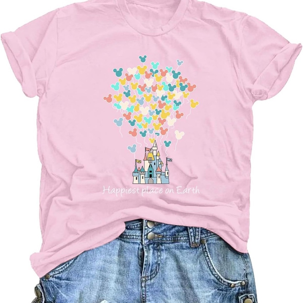 Pink Castle & Balloons Disney Tee
